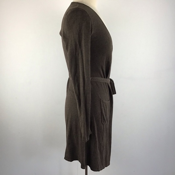 J Jill Tussah silk cotton blend brown duster style open front sweater sizeS - Picture 3 of 8